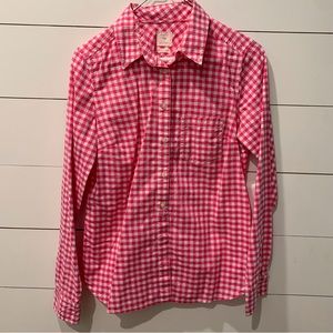 Gap The Shrunken Boyfriend Pink and White Checkered Button Down Size XS